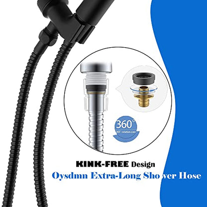 Extra Long Shower Hose - Stainless Steel Attachment for Handheld Shower Head, All Metal Kink-Free Extension with Brass Insert and Nut (79", Black) - color: Matte Black