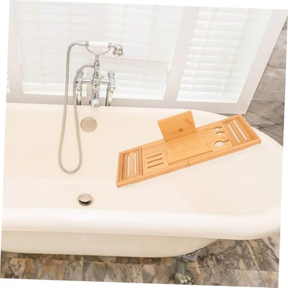 Teak Bathtub Expandable Bath Tray Table Nonslip Tub Tray Bamboo Bath Organizer Storage Rack