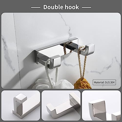 YACVCL 4-Piece Bathroom Hardware Accessories Set Polished Chrome Towel Bar Set Square Towel Holder Kit Stainless Steel Wall Mounted - color: Chrome