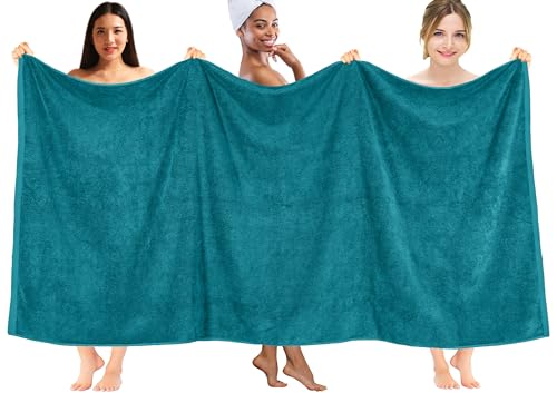DAN RIVER Pack of 1 Jumbo Bath Sheet 40x80 Inches, Premium Oversized Towels for Adults, Super Soft and Quick Dry - Teal - color: Teal