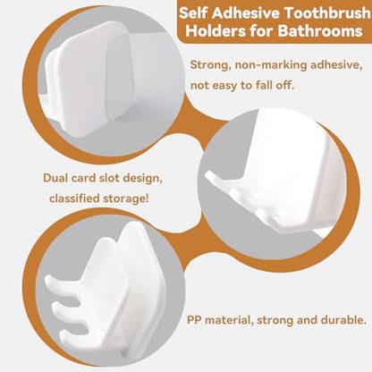 Toothbrush Holders for Bathrooms, Razor Holder for Shower, Self Adhesive Tooth Brushing Holder Wall Mounted, Toothbrush Organizer for Shower Hanging Towel, Waterproof Hook for Bathroom, 6Pcs - size: ToothbrushHolders - 6PCS