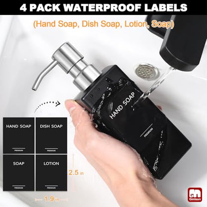 GMISUN Black Soap Dispenser, Hand Soap Dispenser Bathroom, 12 fl oz/350ml Glass Soap Dispensers with Stainless Steel Pump, Refillable Liquid Dish Dispenser for Kitchen, Modern Soap and Lotion Bottles - color: Black Bottle + Sliver Pump