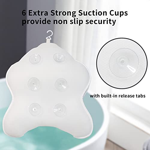 Extra Thick Large Bath Pillow with Neck,Back,Head Support for Bathtub | Soft 3D Mesh Fabric＆Quick Dry, Fits All Tubs, Bath Soaking Accessories, Spa Gifts, White(21''x17'') - size: White(21''x17'')