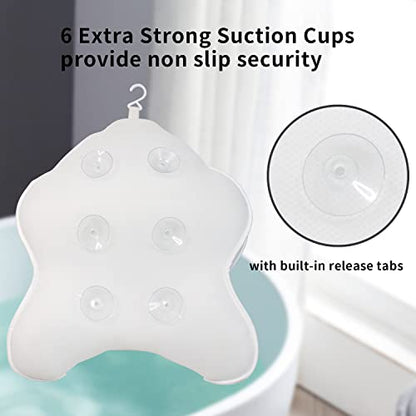 Extra Thick Large Bath Pillow with Neck,Back,Head Support for Bathtub | Soft 3D Mesh Fabric＆Quick Dry, Fits All Tubs, Bath Soaking Accessories, Spa Gifts, White(21''x17'') - size: White(21''x17'')