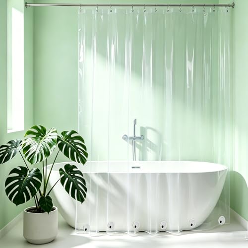 76 Inch Shower Curtain Liner with 6 Magnets & 6 Magnetic Curtain Clips, Heavy Duty Weighted Extra Long Clear Vinyl Shower Liner 72 x 76 for Bathroom - color: 8g-clear, size: 72"W x 76"L (Pack of 1)