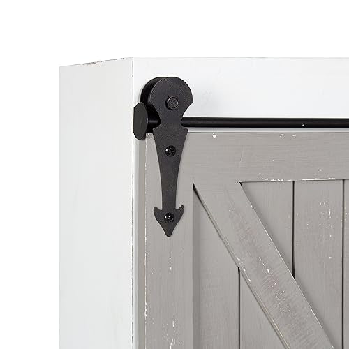 Kate and Laurel Cates Rustic Wall Cabinet; 22 x 28; White and Gray; Farmhouse Wall-Mounted Storage Cabinet - color: White/Gray