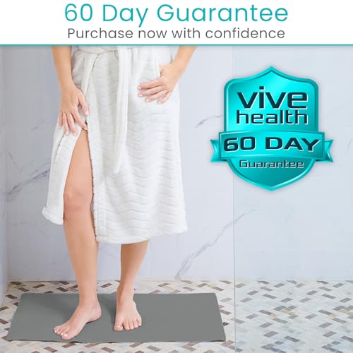 Vive Non-Slip Bath Mat with Suction Cups - 28" x 16" Extra Large Rubber Mat | For Safety & Comfort - Patented Grip Prevents Slips and Falls for Kids, Elderly, Men, Women - XL Non Skid Shower & Tub Cover - color: Gray