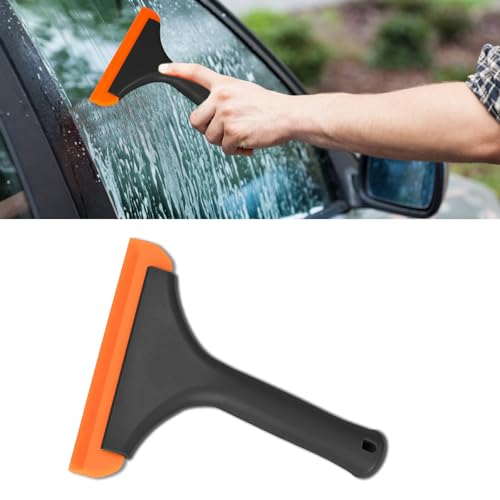 Small Silicone Window Squeegee, Auto Windshield Water Blade Scraper, Multifunctional Auto Squeegee with 5.9 Inch Blade and Non-Slip Handle for Car Window, Home Cleaning (Black, 1PCS) - color: Black