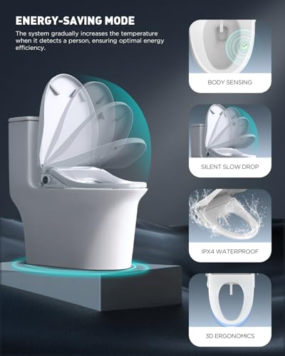 iliD Heated Bidet Toilet Seat with Remote, Electric, Warm Water, Elongated | Dryer, Four Cleaning Modes, Self-Cleaning Nozzle, Adjustable Angle & Pressure, Eco, Night Light, Slow Close, Silent Mode