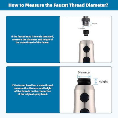 Hibbent Pull Down Kitchen Faucet Head Replacement, 3-Function NSF/ANSI/CAN 61 & CUPC Certified Sink Spray Nozzle, 15 Adapters, Compatible with Moen, Delta, Kohler Faucets, Brushed Nickel - color: Brushed Nickel, style: Stay on sprayer without hold button