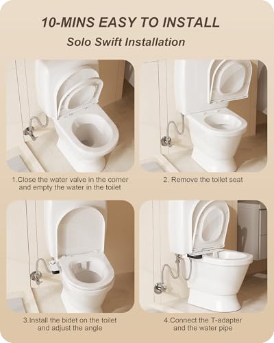 Ultra-Slim Bidet Attachment for Toilet Dual Nozzles Feminine & Rear Wash Bidet Toilet Seat Attachment Non Electric Self Cleaning Adjustable Water Pressure, Rear Wash (KB001)