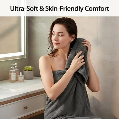 Bath Towel Set of 8,Large Bath Sheets 35"x70"-Charcoal Gray | Super Soft Microfiber, Lint Free & Quick Dry Towels for Bathroom,Gym,Hotel–2 Bath,2 Hair,2 Hand,2 Washcloths - color: Charcoal Gray, size: 8Piece Towel Set