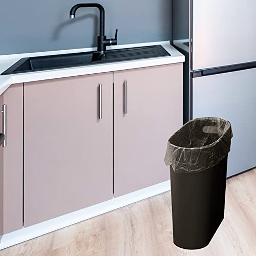 ROYFACC Small Trash Can Plastic Bathroom Wastebasket 3.2 Gallon Slim Garbage Container Bin with Handle for Home Kitchen Bathroom Bedroom Office, 2 Pack (Brown) - color: Brown