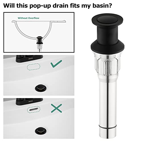 Bathroom Sink Drain Without Overflow, Metal Pop Up Drain for Vessel Sink, Matte Black, 2108604 - color: Matte Black, style: Without Overflow