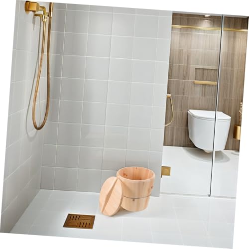 Wooden Towel Warmer Bucket with Lid 25x25x25cm Large Capacity Heated Towel Steamer Barrel for Bathroom Sauna Spa Home Use