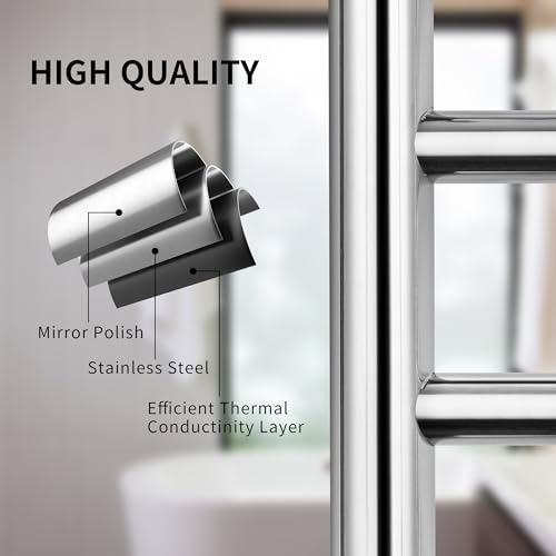 Freestanding Towel Warmer 10 Bars Plug-in Option 3 Working Modes Mirror Polished Stainless Steel 24" W 34" H - color: Mirror Polish