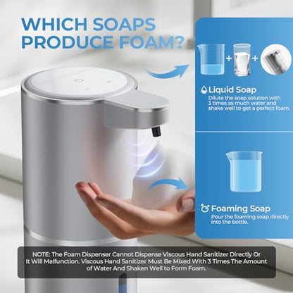 P11 Premium Space Gray Automatic Foaming Hand Soap Dispenser Touchless, Rechargeable Hand Foam Soap Dispenser for Bathroom and Kitchen