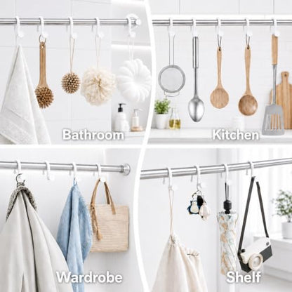 Bathway Plastic Shower Curtain Hooks, 12 Pcs, White, Decorative Hooks | Waterproof, Rust-Proof, Sturdy, Wear-Resistant, Drop-Proof, Multifunctional, Easy to Install, Classic and Attractive - color: White