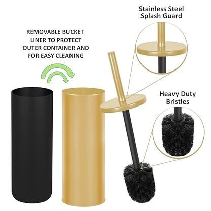 Deep & Sturdy Toilet Bowl Brush with Holder - Durable Scrubbing - Toilet Cleaners - Household Essentials - Bathroom Cleaner - Cleaning Supplies - Household Supplies, Painted Satin Gold - color: Satin Gold