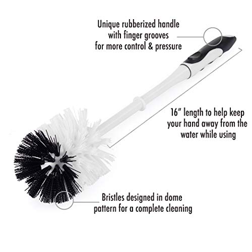 Fuller Brush Bowl Brush & Plunger in Caddy Set– 16-Inch Long Handle Brush – Pistol Grip Rubberized Plunger, Wide Base Caddy, Bathroom, Rim, Trap Cleaner (Pack of 1) - size: 16" Bowl Brush + Plunger