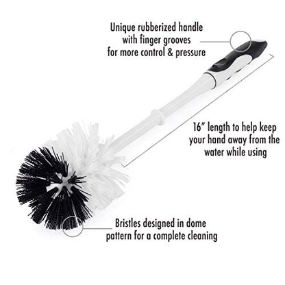 Fuller Brush Bowl Brush & Plunger in Caddy Set– 16-Inch Long Handle Brush – Pistol Grip Rubberized Plunger, Wide Base Caddy, Bathroom, Rim, Trap Cleaner (Pack of 1) - size: 16" Bowl Brush + Plunger