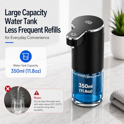 Automatic Liquid Soap Dispenser Touchless, Stainless Steel Hand Soap Dispenser, USB Rechargeable, 4 Adjustable Levels, 11.8oz/350ml for Kitchen and Bathroom (Black, Liquid) - color: Black, size: Liquid