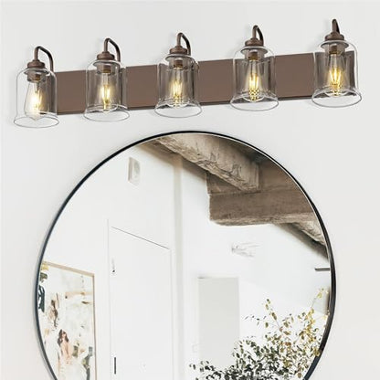 zeyu 5-Light Modern Vanity Light Fixture, 36" Bathroom Light Fixtures Wall Mount with Clear Glass, Oil Rubbed Bronze Finish, ZSL72B-5W ORB - color: Oil-Rubbed Bronze, size: 5-Light