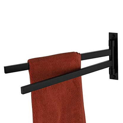 KOKOSIRI Bathroom Towel Bars Swivel Towel Rails Matte Black Swing Out Hand Towel Holder 2-Arm for Bath Kitchen Wall Stainless Steel B5007BK-A2 - size: 2-Bar