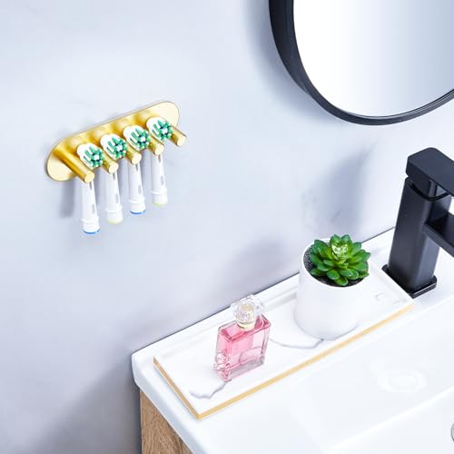 Electric Toothbrush Head Holder, Toothbrush Holders Wall Mounted, Adhesive Tooth Brush Head Holder Organiser, Electric Toothbrushs Holder, Shower Tooth Brushing Holder (Gold, Large) - color: Gold, size: Large