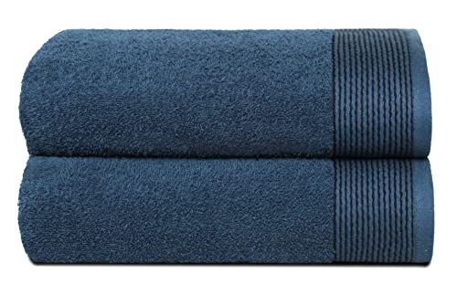 BELIZZI HOME Ultra Soft 2 Pack Oversized Bath Towel Set 28x55 inches, 100% Cotton Large Bath Towels, Ultra Absorbant Compact Quickdry & Lightweight Towel, Ideal for Gym Travel Camp Pool - Mineral Blue - color: Mineral Blue