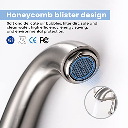 Touchless Bathroom Faucet for 3 Holes with 3 Handles, Controlling Temperature & Adjustable Water Flow, Short & Long Induction Modes, Auto Motion Sensor Brushed Nickel Bathroom Faucet Set 29180 - color: 29180Brushed Nickel