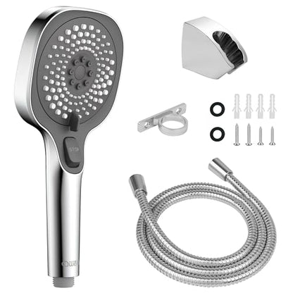 RV Shower Head with Hose and On Off Switch, 3-Spray Camper Water Saving and High Pressure Shower Head with Hose for RV, Camper, Van, Travel Trailer, Motorhome and Boat, Chrome and Dark Gray Finish - color: Chrome/Dark Gray
