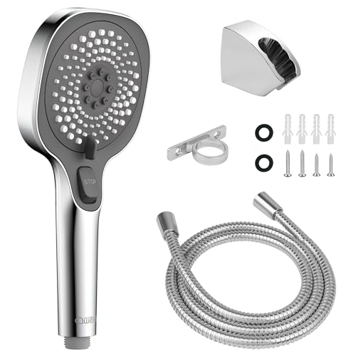 RV Shower Head with Hose and On Off Switch, 3-Spray Camper Water Saving and High Pressure Shower Head with Hose for RV, Camper, Van, Travel Trailer, Motorhome and Boat, Chrome and Dark Gray Finish - color: Chrome/Dark Gray