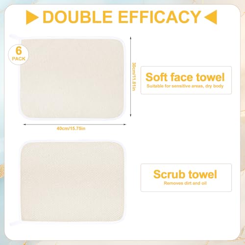 6 Pcs Nylon Exfoliating Wash Cloths Set 15.7 x 11.8 Inch | Soft Dual Sided Body Face Towels Kitchen Dish Scrubber Reusable Bath Spa Towel for Women Men Travel - color: White, size: Medium