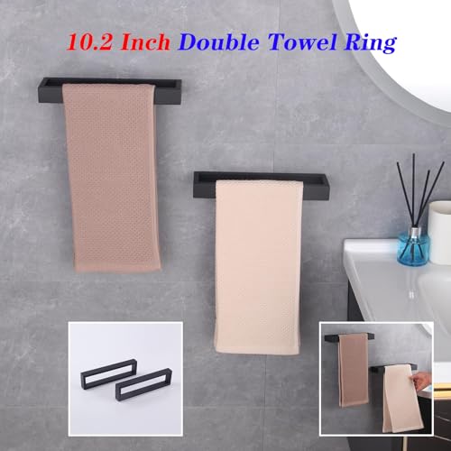 GERZWY Modern Black Towel Holder Stainless Steel Towel Ring for Bathroom Lavatory Wall Mount Contemporary Style 2 Pack HG1716-2BK - color: Black