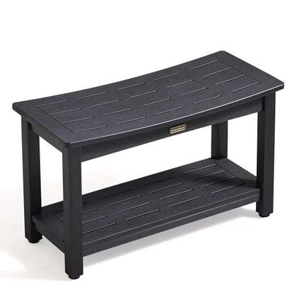 KaimuBench 30'' Waterproof Shower Stool, Poly Lumber Shower Bench Seat for Shaving Legs, HDPS Plastic Bath Chair Seat, Non-Slip & No Maintenance, Black, Weight Capacity 700LBS (30 x 13 Inches) - color: Black, size: XL (30*12.6*17.7'')