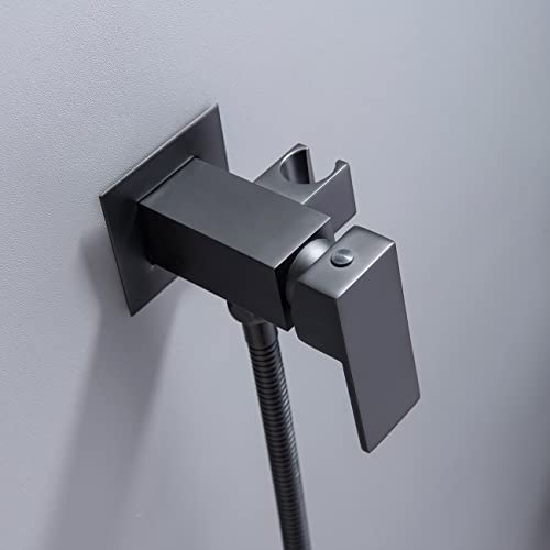 Handheld Bidet Sprayer Head Hot and Cold Mixing Kit Set Black Brass | Warm Water Value Mixer, Modern Square Design, Concealed Bidet Hand Held Sprayer Shattaf Bathroom Attachment For Toilet - color: Matte Black