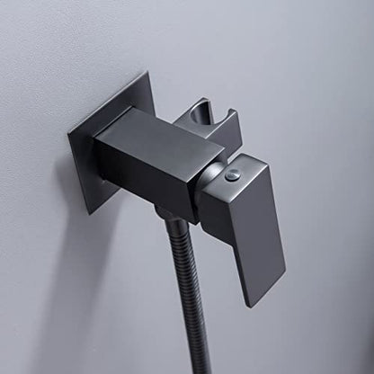 Handheld Bidet Sprayer Head Hot and Cold Mixing Kit Set Black Brass | Warm Water Value Mixer, Modern Square Design, Concealed Bidet Hand Held Sprayer Shattaf Bathroom Attachment For Toilet - color: Matte Black