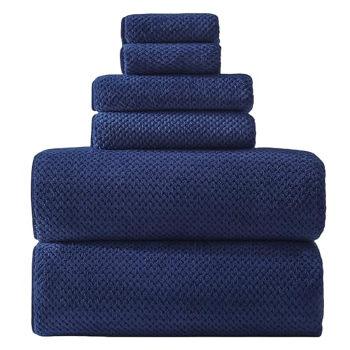 40x80 Inches Bath Sheets Towels for Adults Oversized Bath Towels Extra Large Luxury Super Soft Absorbent Quick Dry Microfiber (Navy Blue,6PCS) - color: 04_navy Blue, size: Bath Sheets Set-6PCS