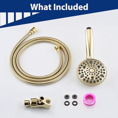 High Pressure 10 Setting Handheld Shower Head, 5" Detachable Showerhead Spray Built-in Power Wash to Clean Tub, Tile & Pets, 79" Extra Long Stainless Steel Hose, Adjustable Bracket - Gold - color: Zirconium Gold