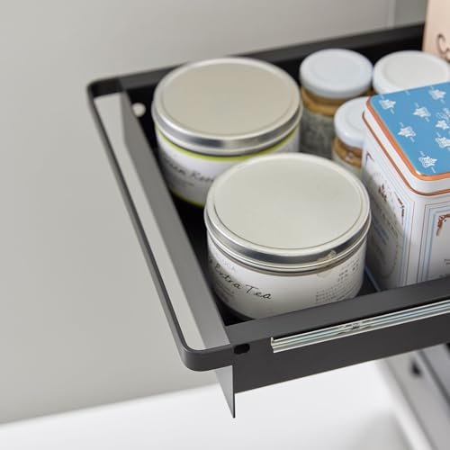 Yamazaki Home Under-Sink Rack, Two-Tier with Pull-Out Shelf, Steel, Black | Versatile under-sink rack features a two-tier organization system with sliding drawers. Adds practical everyday storage. - color: Black