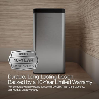 Kohler K-31313-ST 12-Liter Open-Top Trash Can, Stainless Steel - color: Stainless Steel, size: 3.1 Gallon - Open Top