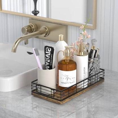 Toilet Paper Basket, 13 Inch bathroom Toilet Tank Basket with Handles Rusty | Bathroom Basket, Back of Toilet Basket, Toilet Tank Tray, Toilet Organizer for Toilet Paper Storage, Toiletries & Essentials - color: Rusty