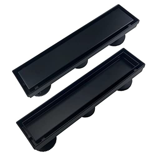 12 Inch Linear Shower Drain,Rectangle Shower Floor Drain, with Removable 2-in-1 Tile Insert Grate Cover and SUS304 Stainless Steel CUPC Certificate(12 inch) - color: Black, size: 12inch