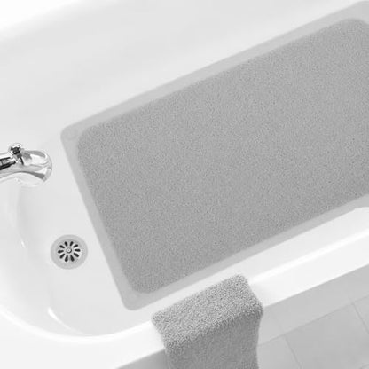 Home Expressions Non Slip with Suction Cups Loofah Bathmat 27"x15" & 29.5"X16.9", PVC Loofah Bathroom Mats, Loofah Mats for Shower and Bathroom, Quick Drying, (Light Grey 29.5"X16.9") - size: LIGHT GREY 29.5"X16.9"