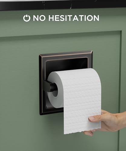 FORIOUS Recessed Toilet Paper Holder for Mega Rolls, Oil Rubbed Bronze | Stainless Steel Tissue Roll Holder Wall Mount for Bathroom Space-Saving Design, in Wall Toilet Paper Dispenser Insert - color: Oil Rubbed Bronze