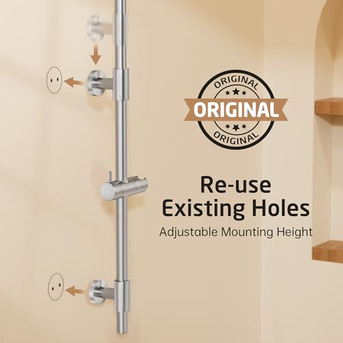 KES 30-Inch Shower Slide Bar with High Pressure 9 Functions Adjustable Handheld Shower Head & 59-Inch Hose, Built-in Power Wash to Clean Tub Tile & Pet, Wall Mount Brushed Finish 18/8 Stainless Steel - color: Brushed Nickel