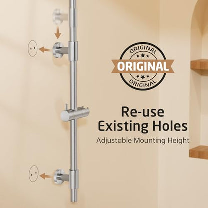 KES 30-Inch Shower Slide Bar with High Pressure 9 Functions Adjustable Handheld Shower Head & 59-Inch Hose, Built-in Power Wash to Clean Tub Tile & Pet, Wall Mount Brushed Finish 18/8 Stainless Steel - color: Brushed Nickel