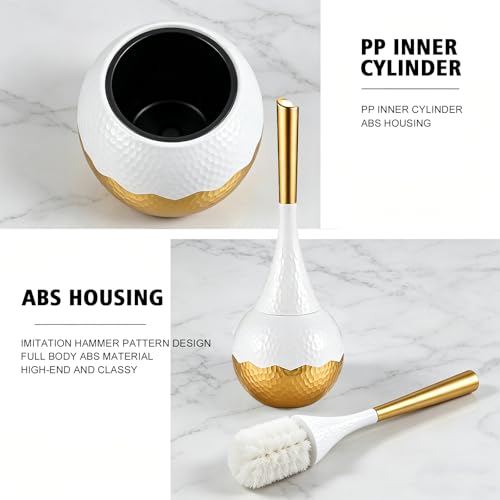 Premium Toilet Brush and Holder Set, Sturdy Non-Slip Handle with Durable Firm Bristles, ABS Rust-Resistant Holder, Compact 5.5" x 15" for Deep Bathroom Cleaning