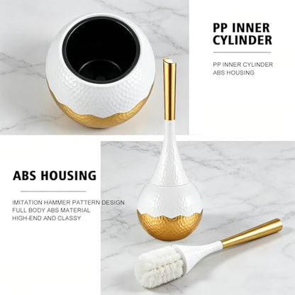 Premium Toilet Brush and Holder Set, Sturdy Non-Slip Handle with Durable Firm Bristles, ABS Rust-Resistant Holder, Compact 5.5" x 15" for Deep Bathroom Cleaning